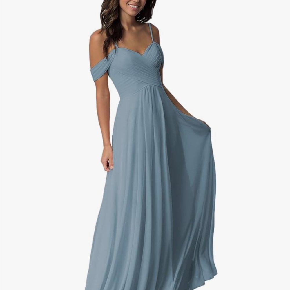 Bridesmaid Dress | Women’s Powder Blue Cold- Shoulder Dress/Gown | Sizes 8 &‎ 10